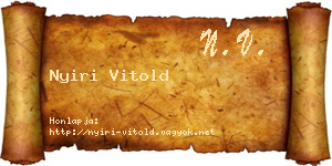 Nyiri Vitold névjegykártya